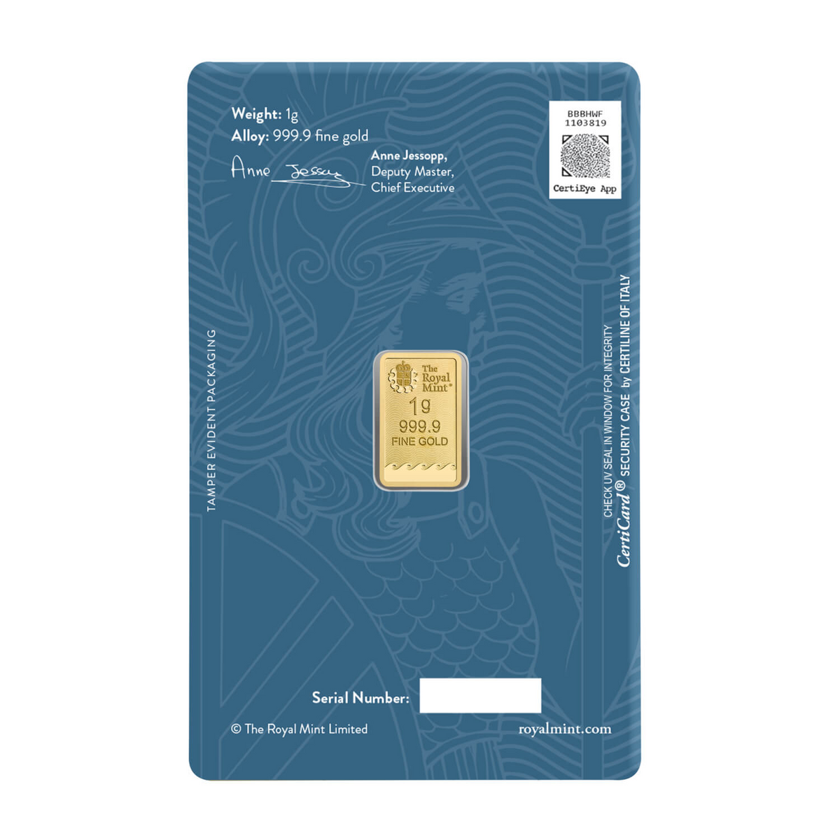 Royal Mint Britannia 1g Gold Bar ( 999.9 )